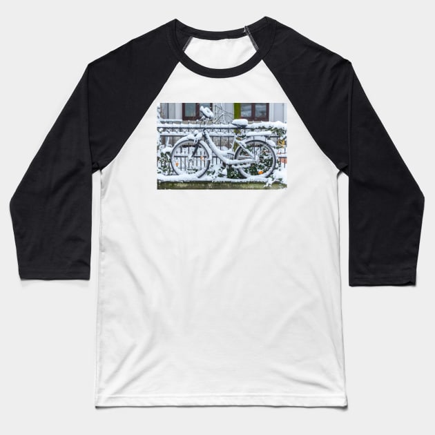 Snowy bike Baseball T-Shirt by Kruegerfoto